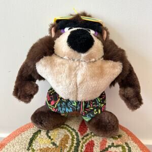 TASMANIAN DEVIL 1993 Vintage Warner Bros Stuffed Animal Plush Toy Looney Tunes